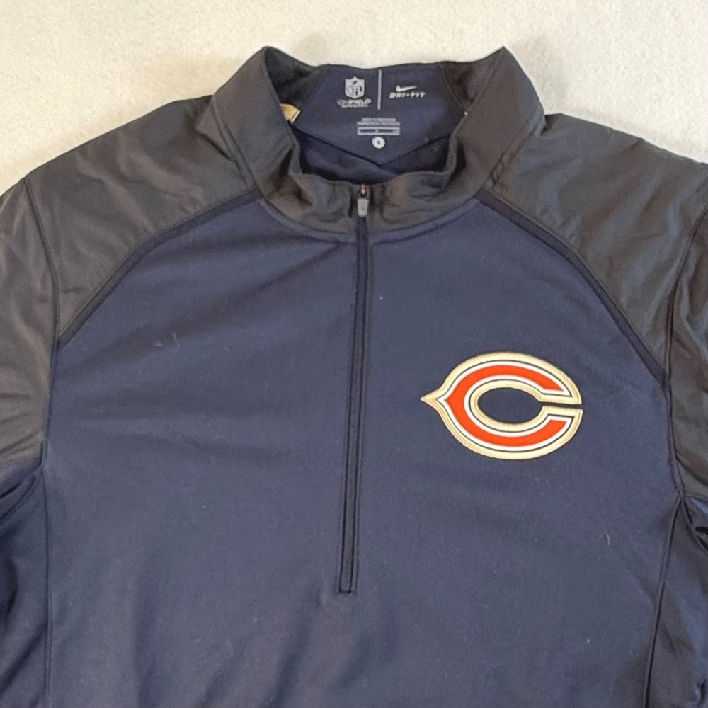 Nike Chicago Bears 1/4 Zip Pullover Mens Small NFL On-Field Dri-FIT Navy